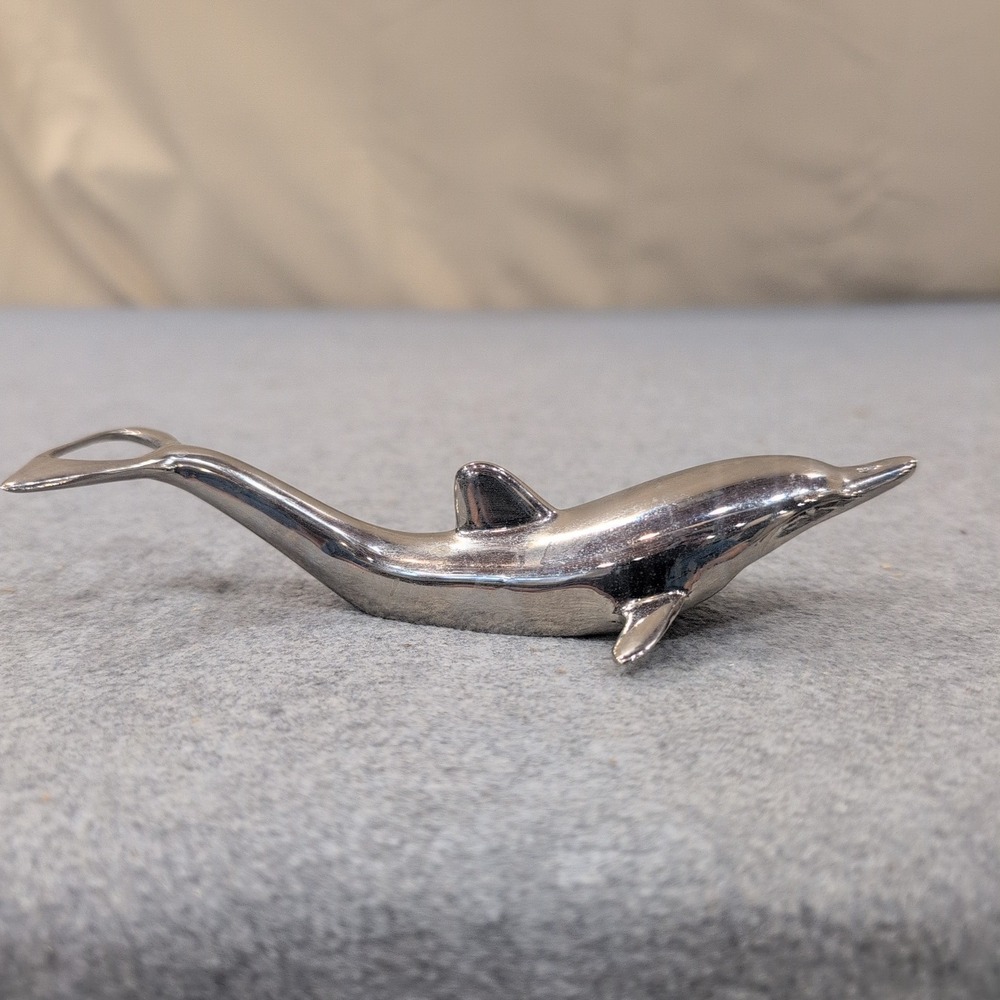 Vintage Silver Dolphin Bottle Opener Metal Nautical Barware Accessory‎